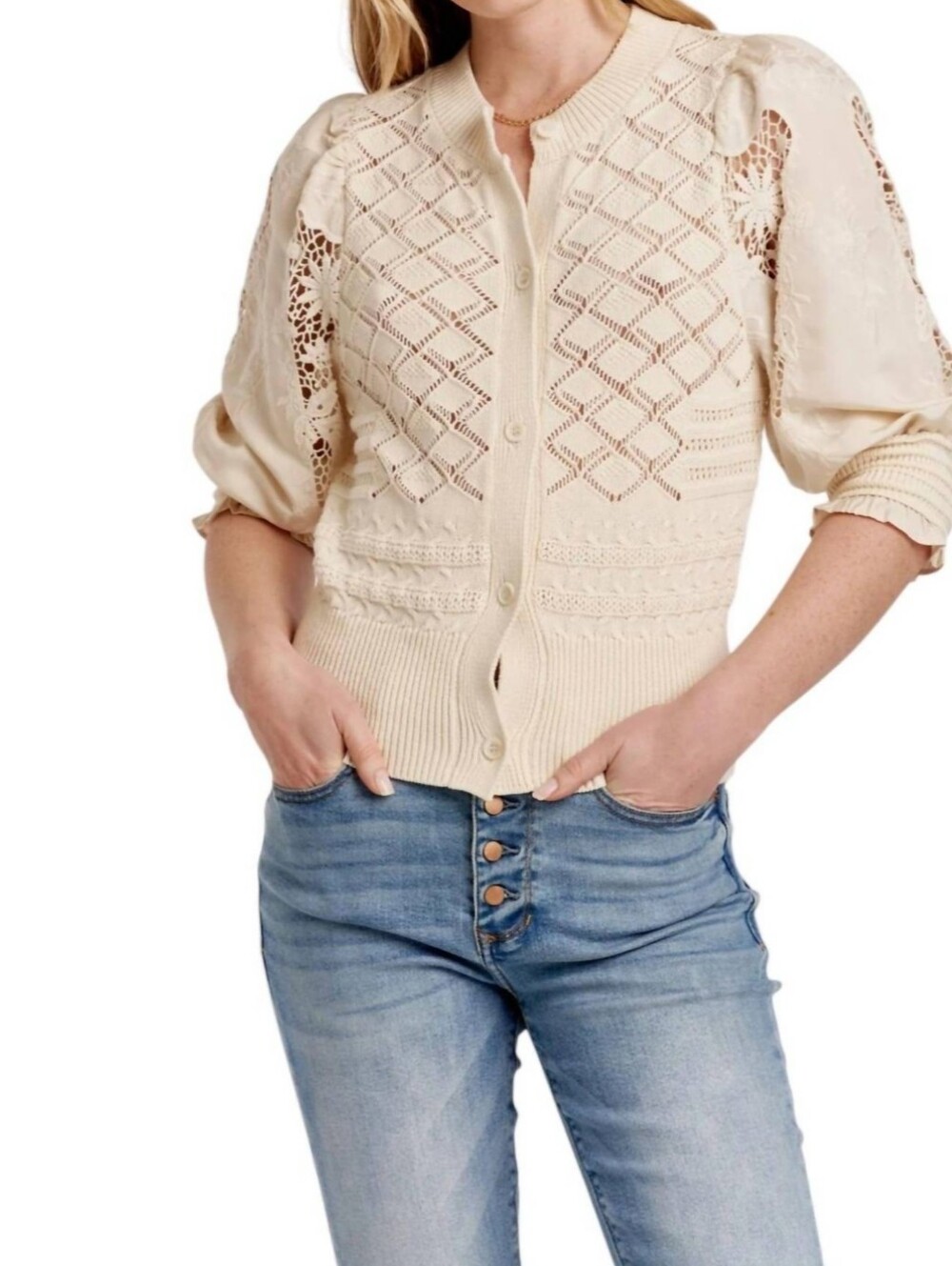 Another Love Ankara Cardigan In Vintage Cream Size Small NWOT